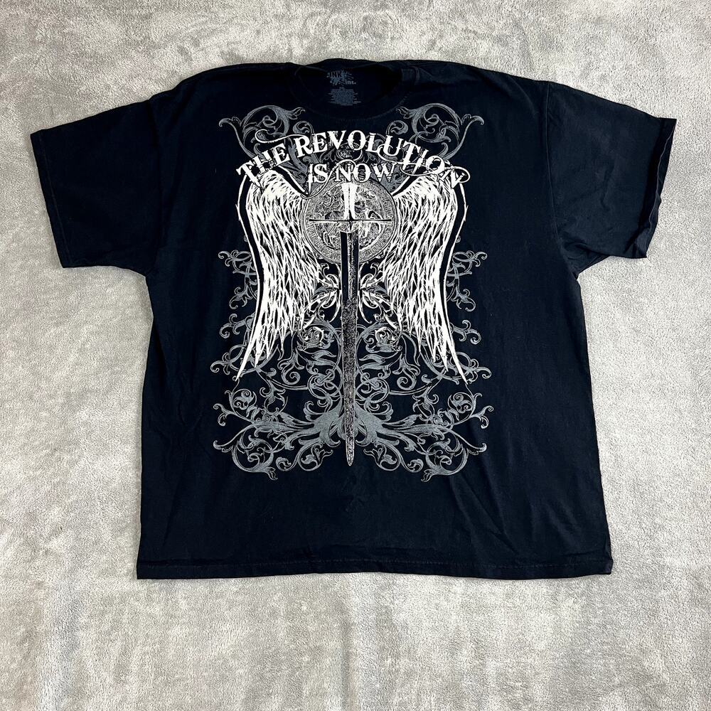 Vintage Y2K Style Graphic Tee Mens XXL Black Affliction Grunge Tattoo